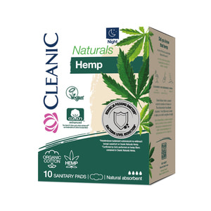 Прокладки гігієнічні CLEANIC (Клінік) нічні Naturals Hemp 10 шт