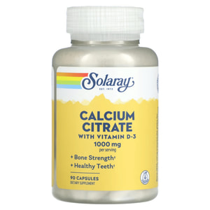 Цитрат кальція з вітаміном D3 SOLARAY (Солорай) Calcium Citrate w/Vit D-3 капсули для підтримки здоров'я кісток і зубів флакон 90 шт