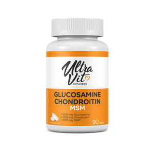 Глюкозамін хондроїтин МСМ VPLAB (ВПЛаб) UltraVit (Ультравіт) Glucosomine Chondroitin MSM капсули для підтримки здоров'я суглобів флакон 90 шт