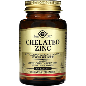 Хелат цинку SOLGAR (Солгар) Chelated Zinc таблетки флакон 100 шт