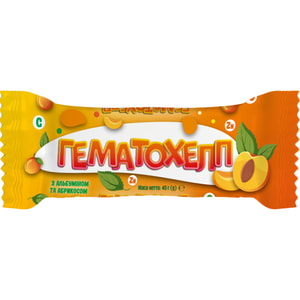 Гематохелп гематоген Гематовіт з альбуміном та абрикосом плитка 40 г Solution Pharm