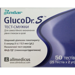 Тест-полоски до глюкометра GlucoDr SAMG-513S 2 флакони по 25 шт