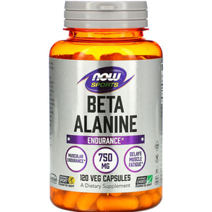Бета-аланін NOW (Нау) Beta-Alanine може сприяти підвищенню фізичної витривалості, зменшенню м'язової втоми капсули по 750 мг флакон 120 шт