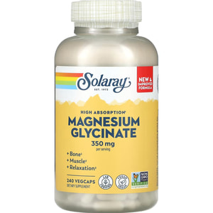 Магний глицинат SOLARAY (Солорай) Magnesium Glycinate высокая абсорбция 350 мг капсулы флакон 240 шт