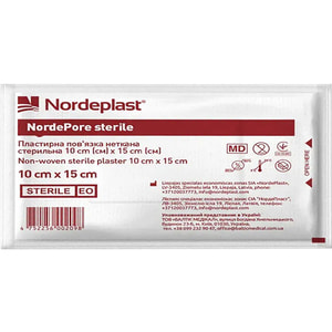 Пов'язка медична Nordeplast (Нордпласт) пластирна неткана стерильна розмір 10 см х 15 см 1 шт