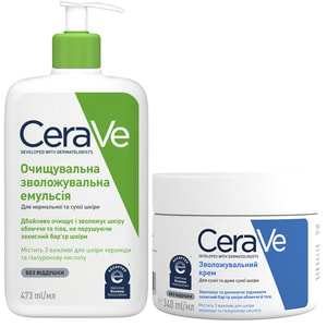 Набор CERAVE (Сераве) Бом Эмульсия увлажняющая 473 мл + Крем увлажняющий 340 мл 2024