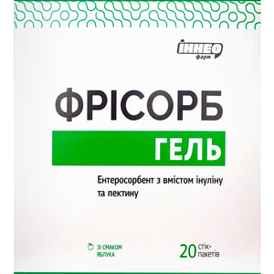 Фрисорб гель энтеросорбент с содержанием инулина и пектина со вкусом яблока в стик-пакетах спаренных по 23 г 20 шт