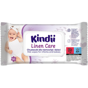 Серветки вологі KINDII (Кінді) Linen Care з клапаном дитячі 50 шт