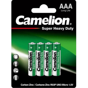 Батарейки CAMELION (Камелион) AAA R03Р-BP4 Green экономные солевые 4 шт