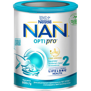 Суміш молочна дитяча NESTLE (Нестле) Нан 2 Optipro (Оптіпро) з 5 олігосахаридами та L. Reuteri для дітей від 6 місяців 800 г