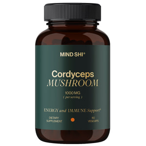 Кордицепс MIND SHI (Майн Ші) Cordyceps Mushroom 1000 мг капсули для підтримки імунної системи, підвищення витривалості флакон 60 шт