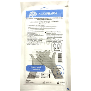 Рукавички Alexpharm (Алексфарм) хірургічні латексні припудрені стерильні розмір 7 1 пара