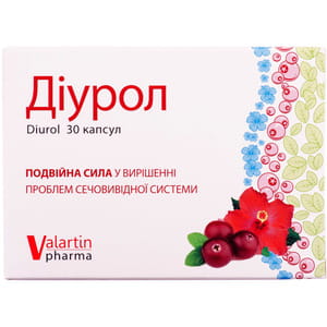 Капсули для профілактики і лікування захворювань сечостатевої системи Діурол 5 блістерів по 6 шт