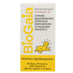 Краплі для регулювання мікрофлори кишечника Біогая Протектіс з вітаміном Д3 5 мл