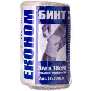 Бинт еластичний медичний Медтекстиль середньої розтяжності Економ розмір 3мх10см