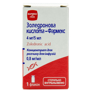 Золедронова к-та конц. д/р-ну д/інф. 0,8мг/мл фл. 5мл №1