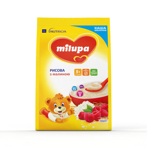 Каша молочна дитяча Нутриція Milupa (Мілупа) Рисова з малиною з 5-ти місяців м'яка упаковка 210 г