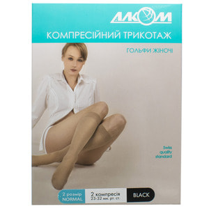 Гольфы женские компрессионные Торговый Дом Алком артикул 5012 класс компрессии 2 цвет черные размер 2