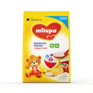 Каша молочна дитяча Нутриція Milupa (Мілупа) Манна з фруктами з 6-ти місяців м'яка упаковка 210 г