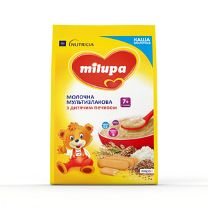 Каша молочна дитяча Нутриція Milupa (Мілупа) Мультизлакова з печивом з 7-ми місяців м'яка упаковка 210 г