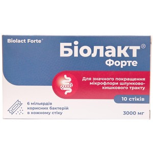 Біолакт Форте порошок для покращення функцій шлунково-кишкового тракту по 3000 мг в стіках 10 шт