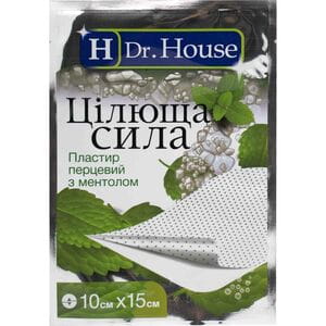 Пластир Dr. House (Доктор Хаус) Цілюща сила знеболюючий перцевий з ментолом розмір 10 см x 15 см 1 шт