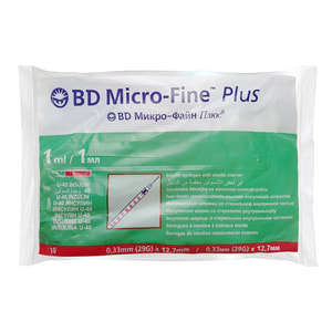 Шприц 1 мл інсуліновий з інтегрованою (нез'ємною) голкою U-40 ВD Micro-Fine Plus (Мікро Файн Плюс) 29G (0,33 х 12,7 мм) 1 шт