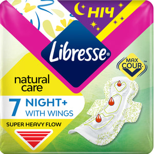 Прокладки гігієнічні жіночі LIBRESSE (Лібрес) Natural Care Maxi Goodnight (Нейчерал кеа максі гуднайт) 7 шт