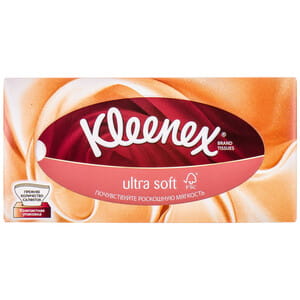 Серветки гігієнічні паперові KLEENEX (Клінекс) Ultra Soft (Ультра софт) в коробці 56 шт