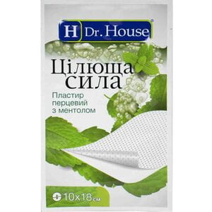 Пластир Dr. House (Доктор Хаус) Цілюща сила знеболюючий перцевий з ментолом розмір 10 см x 18 см 1 шт
