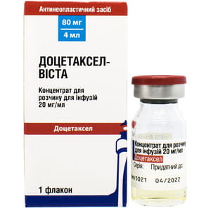 Доцетаксел-Виста конц. д/р-ра д/инф. 20мг/мл фл. 4мл (80мг) №1