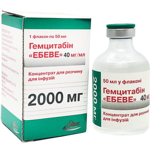 Гемцитабін Ебеве конц. д/р-ну д/інф. 40мг/мл фл. 50мл (2000мг) №1***