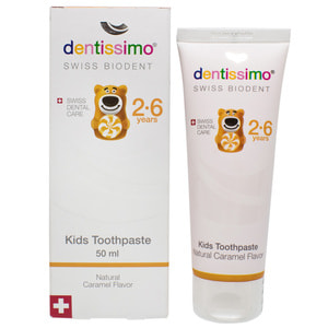 Зубна паста DENTISSIMO (Дентиссімо) дитяча Kids With Caramel Aroma для дітей з 2-6 років зі смаком карамелі 50 мл