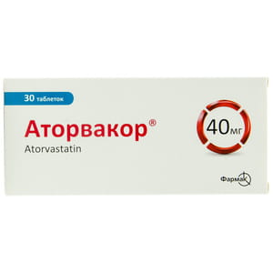 Аторвакор табл. п/плен. обол. 40мг №30