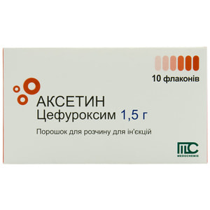 Аксетин пор. д/р-ну д/ін. 1,5г фл. №10
