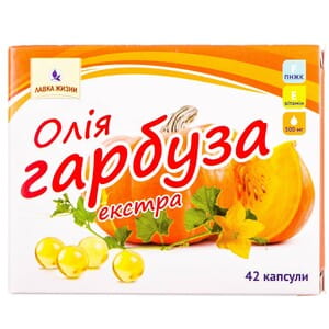 Дієтична добавка загальнозміцнюючої дії Олія гарбуза екстра капсули по 0,5г 2 блістера по 21 шт