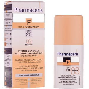 Флюид для лица PHARMACERIS (Фармацерис) F стойкий деликатный с интенсивно маскирующими свойствами SPF 20 тон бронза 30 мл