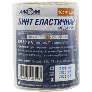 Бинт эластичный медицинский Торговый Дом Алком средней растяжимости размер 100 мм х 3,5 м 1 шт