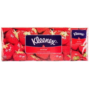 Хустинки носові паперові KLEENEX (Клінекс) Aroma з ароматом полуниці 10 упаковок по 10 шт