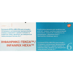 Інфанрикс Гекса комбінов. вакцина сусп. д/ін. шприц+ліоф. фл. 1доза №1***