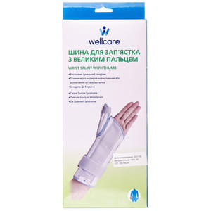 Бандаж шина для запястья с большим пальцем WellCare (ВеллКеа) модель 42012 M/L размер M левый