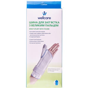 Бандаж шина для зап'ястка з великим пальцем WellCare (ВеллКеа) модель 42012 M/R розмір M правий