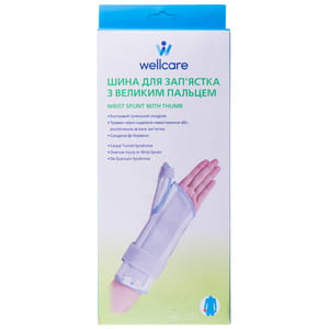 Бандаж шина для запястья с большим пальцем WellCare (ВеллКеа) модель 42012 S/L размер S левый