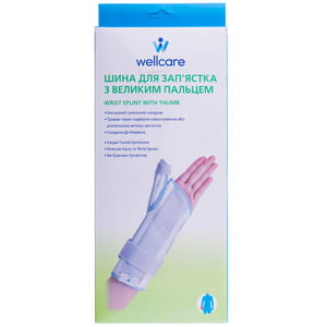 Бандаж шина для запястья с большим пальцем WellCare (ВеллКеа) модель 42012 XL/L размер XL левый