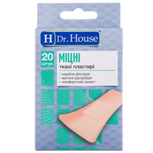 Пластир бактерицидний Dr. House (Доктор Хаус) набір Міцні розмір 7,2 см x 2,3 см 20 шт