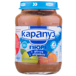 Пюре фруктове дитяче КАРАПУЗ Яблуко і абрикос з цукром з 4-х місяців 200 г