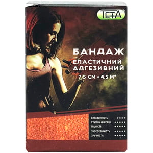 Бандаж (бинт) еластичний адгезивний Teta (Тета) самофіксуючий розмір 7,5 см х 4,5 м 1 шт