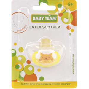 Пустушка латексна дитяча BABY TEAM (Бебі Тім) артикул 3202 ортодонтична з 6 місяців 1 шт