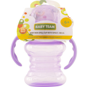 Поїльник-непроливайка дитячий BABY TEAM (Бебі Тім) артикул 5022 з спаутом та ручками з 6 місяців 180 мл