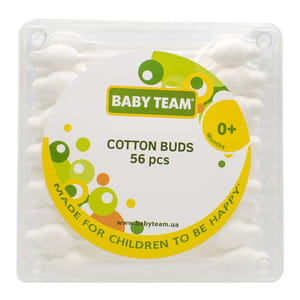 Ватні палички дитячі BABY TEAM (Бебі Тім) артикул 0100 з обмежувачем 56 шт
